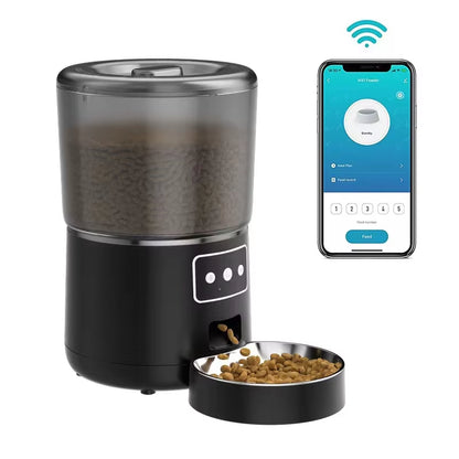 Automatic Pet Feeder 4L Capacity Smart Timer Tuya Control Food Dispenser with Stainless Steel Bowl Dogs Cats Feeding Supplies